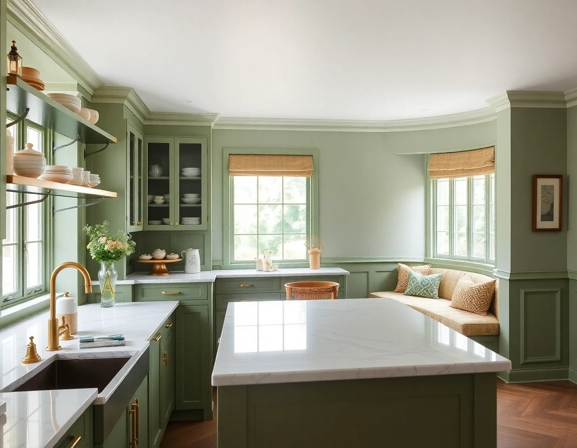 Sage green kitchen